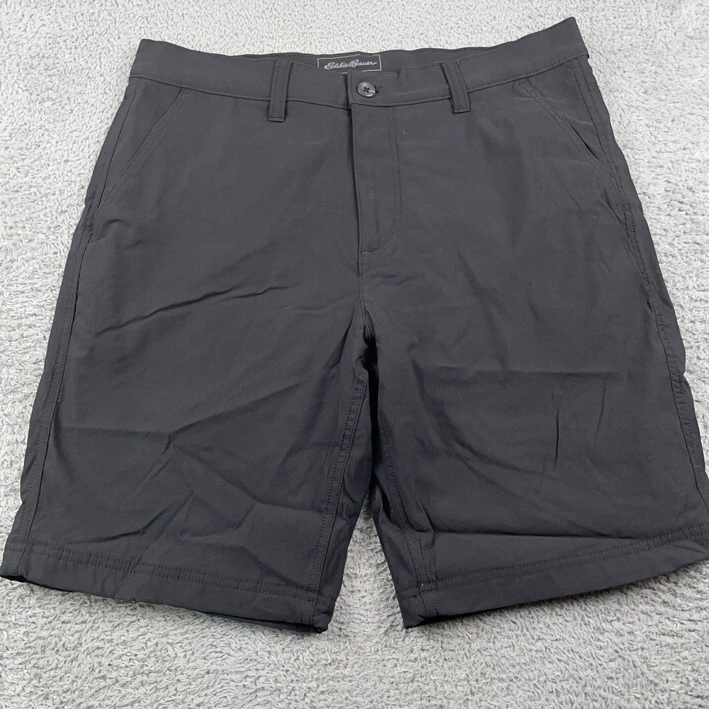 Eddie Bauer Shorts Mens 34 Black Travex Fleece Lined Stretch Outdoor Hiking